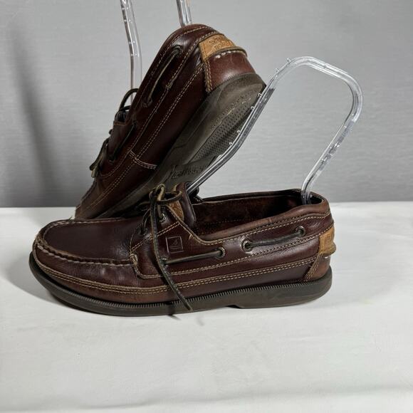 Sperry Top-Sider 0764027 Brown Mako 2 Eye Leather Boat Shoes Mens Sz 9.5 Preppy - Picture 3 of 10